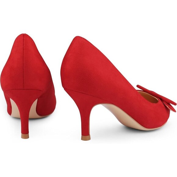 🆕Women's Red Kitten Heels Closed Pointy Toe Pumps Stiletto Heels Office Shoes - Picture 3 of 8